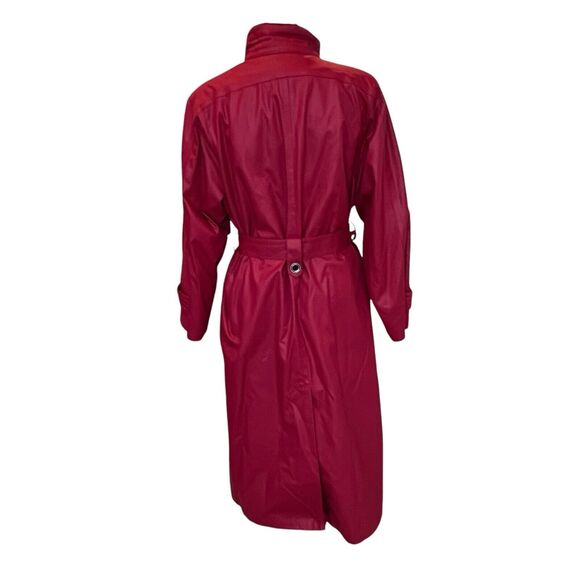 London Fog Trench Coat Red Long Jacket Zip In Liner Size 12 Petite USA Vintage - Picture 3 of 13